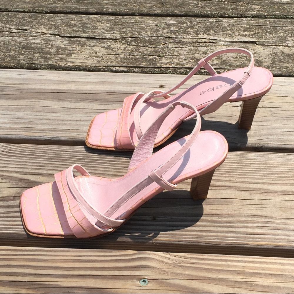 💲SOLD Bebe Pink Genuine Leather crocodile sandals - Picture 2 of 8